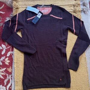 Smartwool Intraknit thermal crew top mink terracotta merino wool womens M NEW